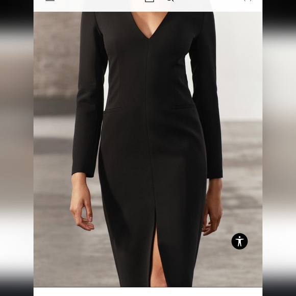 ZARA ZW COLLECTION MIDI DRESS WITH PADDED SHOULDERS- size Small - Picture 4 of 10